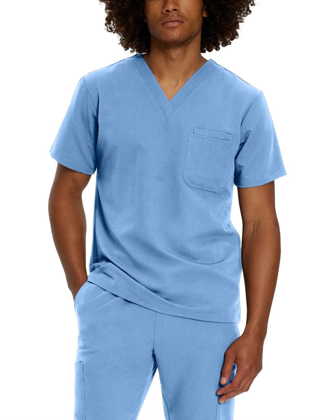 White Cross V-Tess Men's 2-Pocket V-Neck Scrub Top