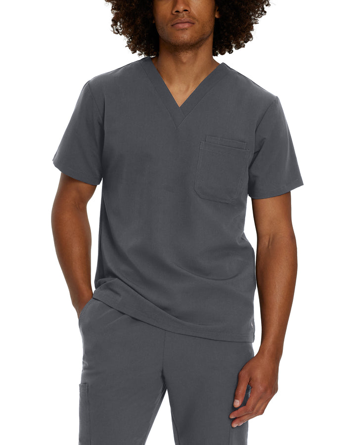 White Cross V-Tess Men's 2-Pocket V-Neck Scrub Top