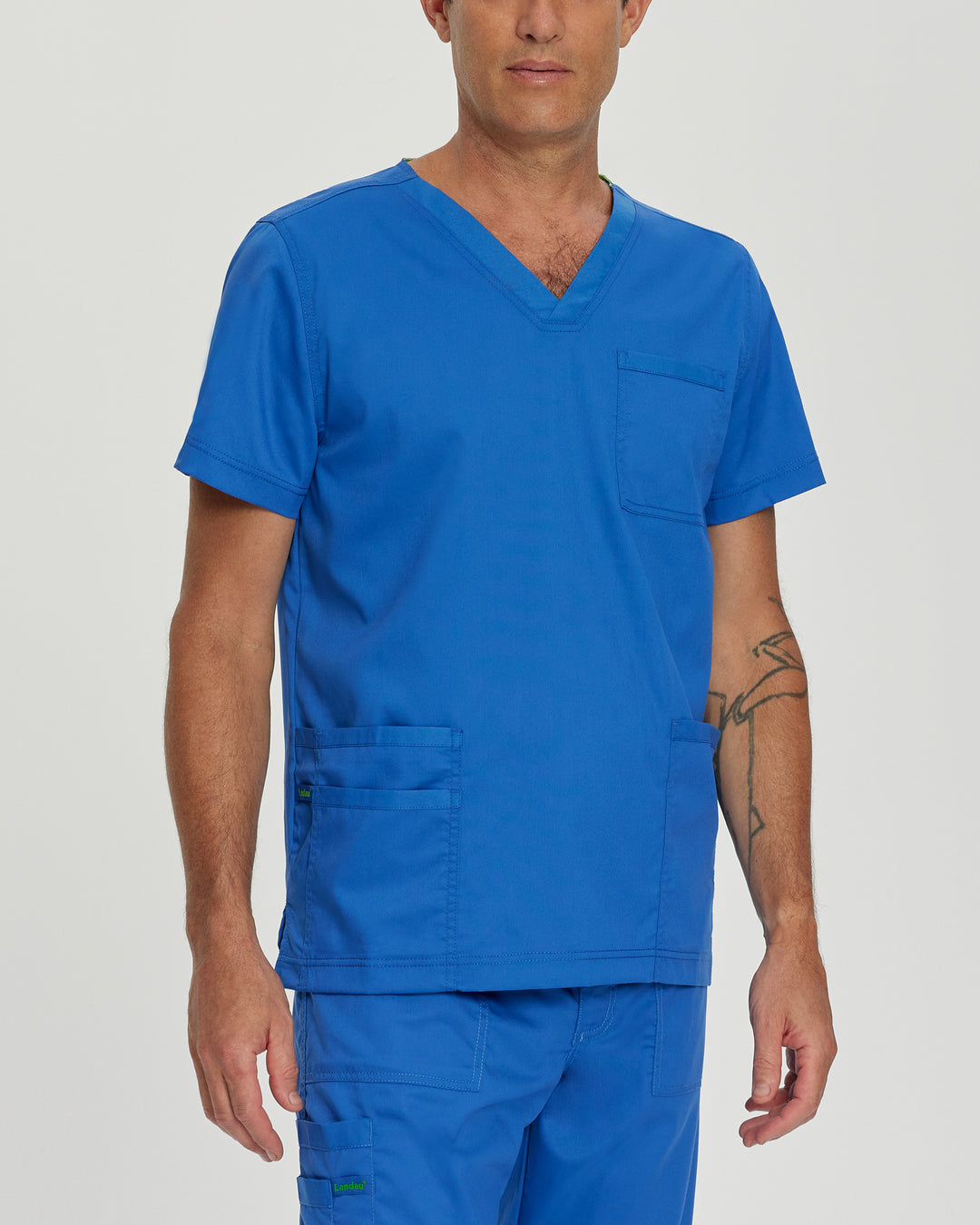 Landau ProFlex Men's 4-Pocket V-Neck Scrub Top 2