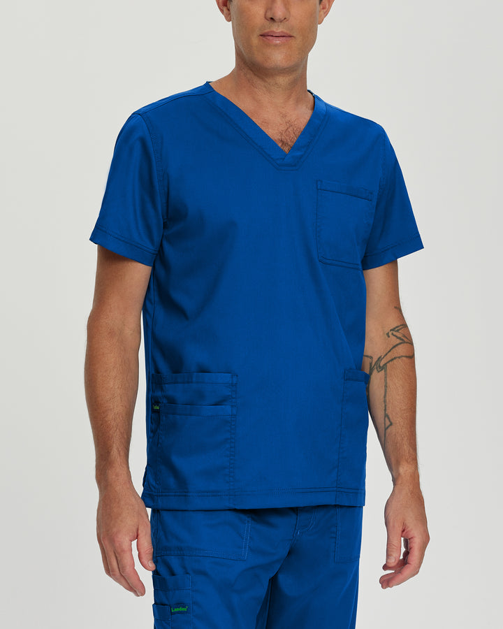 Landau ProFlex Men's 4-Pocket V-Neck Scrub Top 2