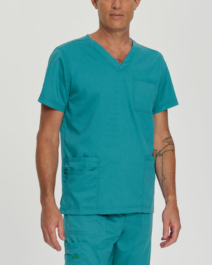 Landau ProFlex Men's 4-Pocket V-Neck Scrub Top 2