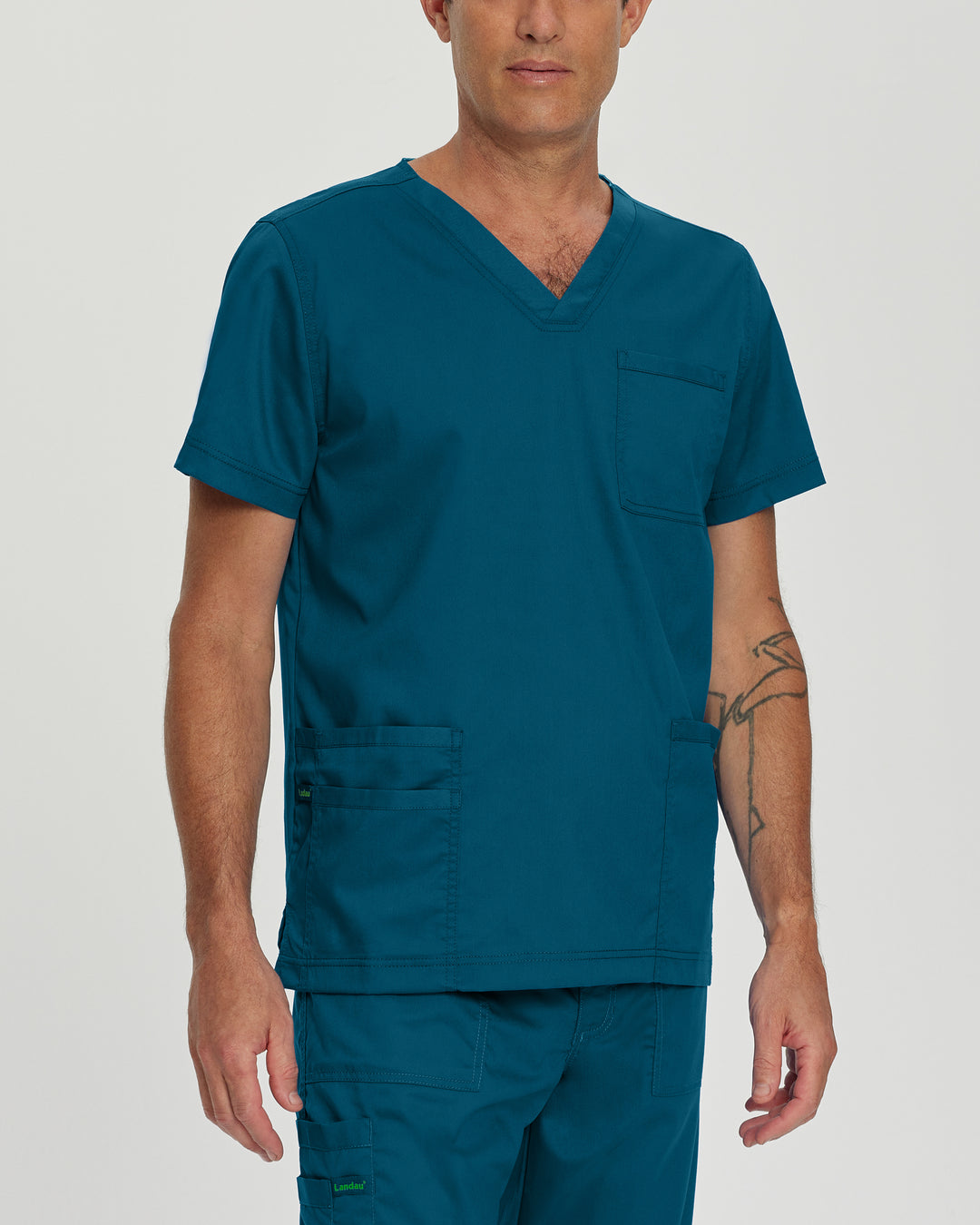 Landau ProFlex Men's 4-Pocket V-Neck Scrub Top 2