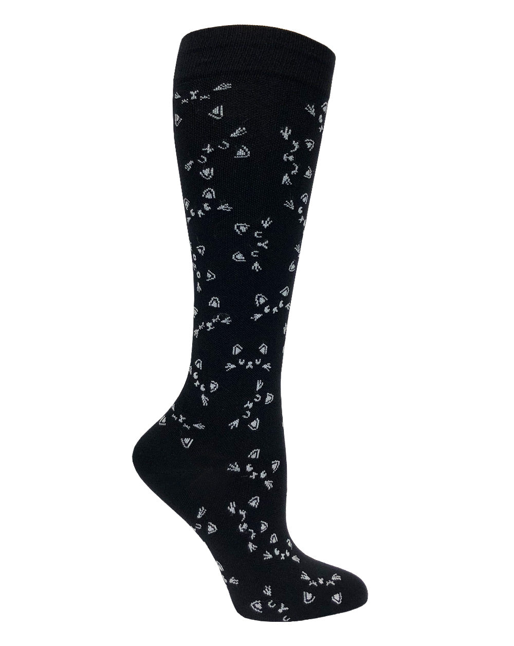 12" Premium Knit Compression Socks - Cats Black & White