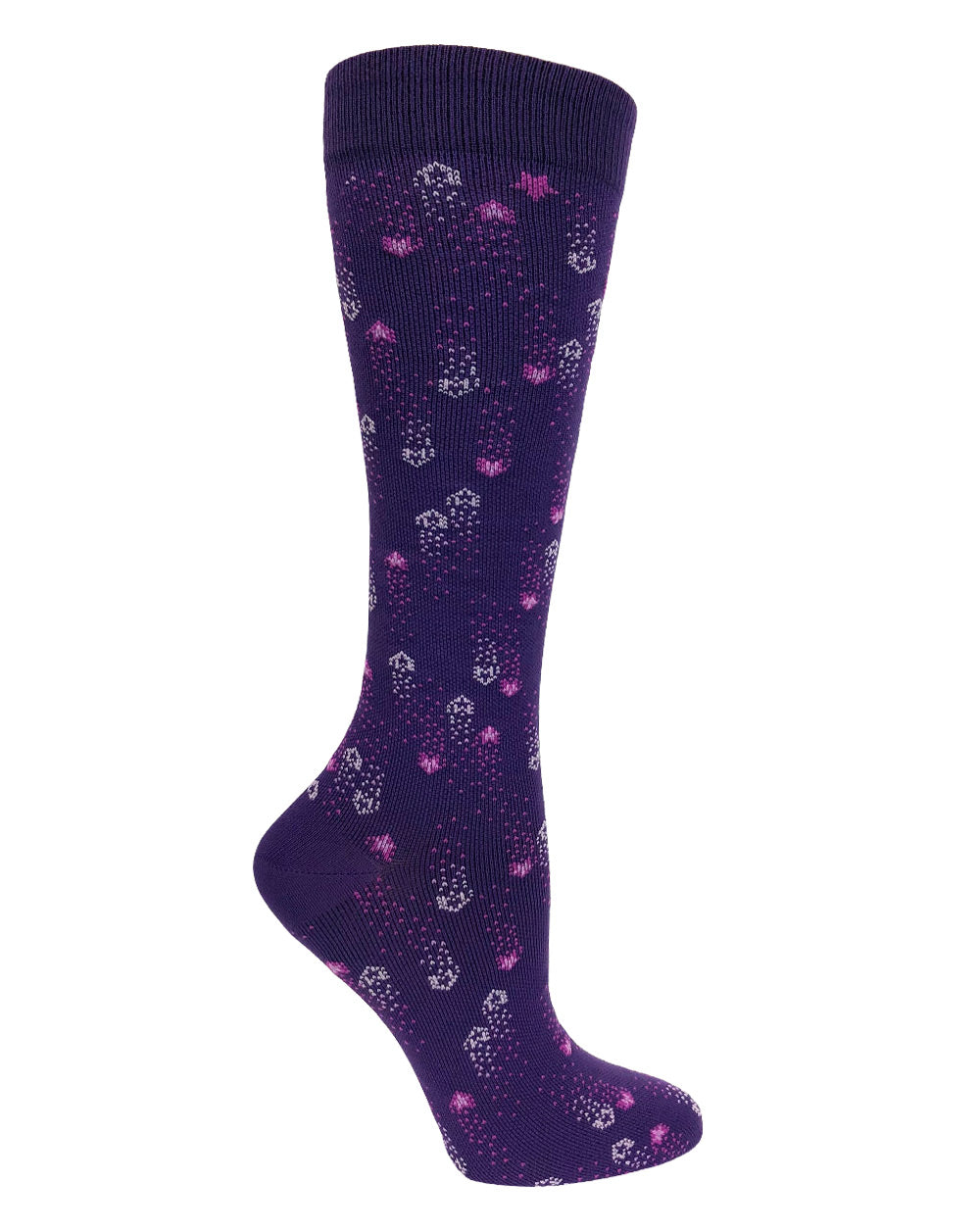 12" Premium Knit Compression Socks - Shooting Stars Purple