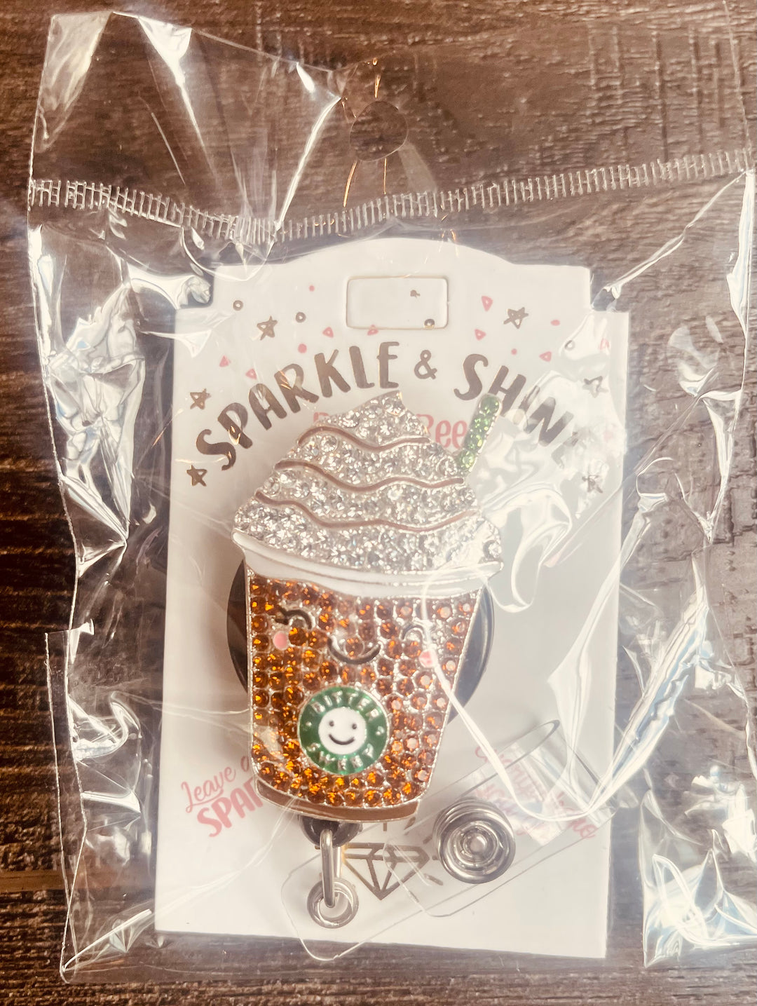 Coffee Sparkle and Shine Rhinestone Badge Reel